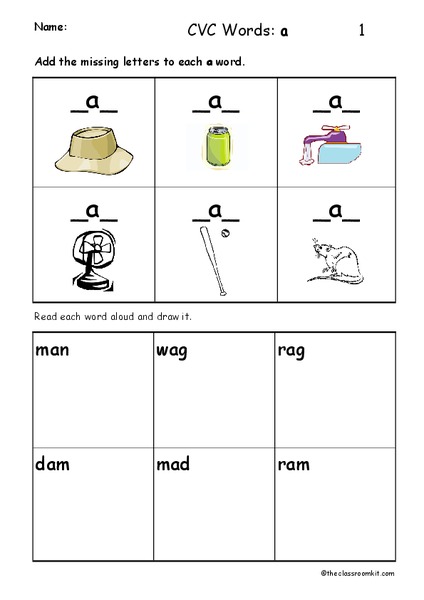 CVC Words: a Worksheet