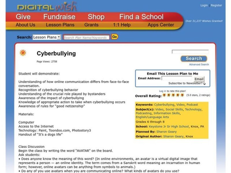 Cyberbullying Lesson Plan