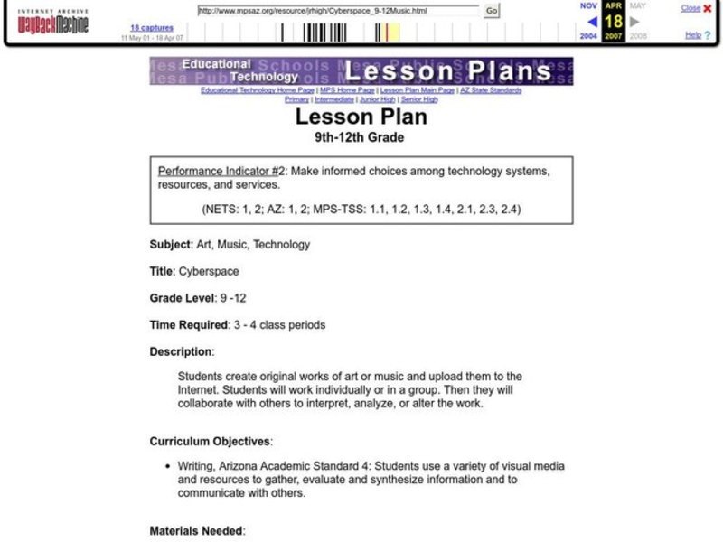 Cyberspace Lesson Plan