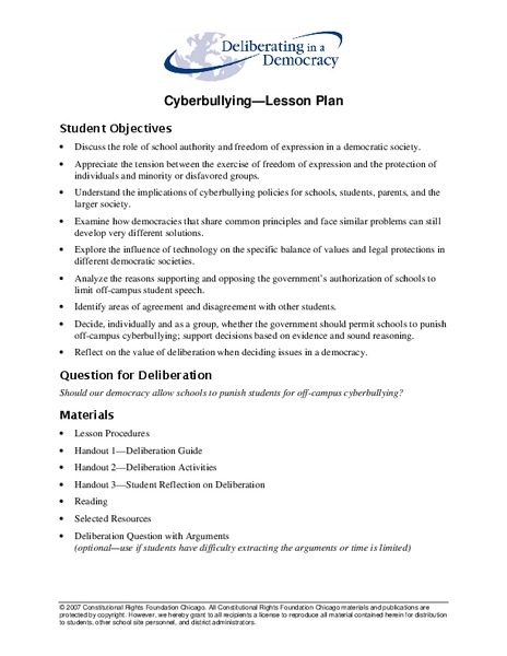 Cyberbullying—Lesson Plan Lesson Plan