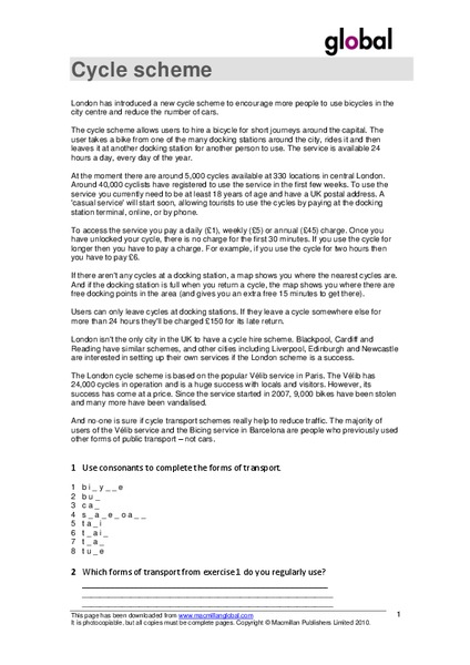 Cycle Scheme Worksheet