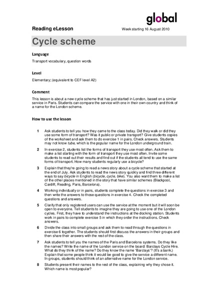 Cycle Scheme Lesson Plan