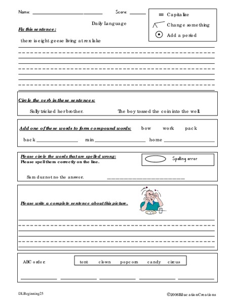 Daily Language Worksheet