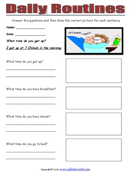 Daily Routines Worksheet