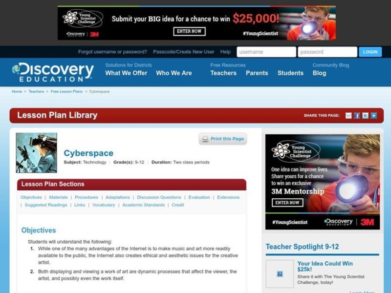 Cyberspace Lesson Plan