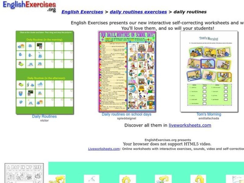 Daily Routines Worksheet