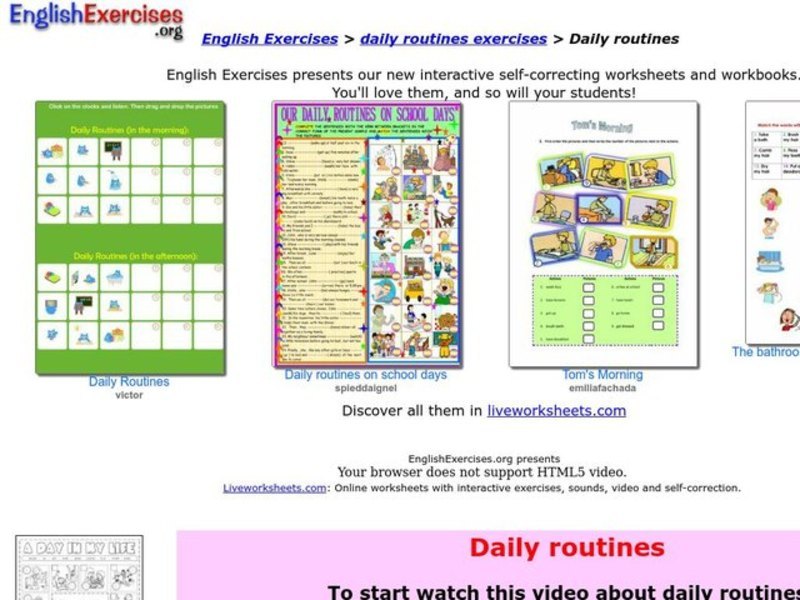 Daily Routines Worksheet