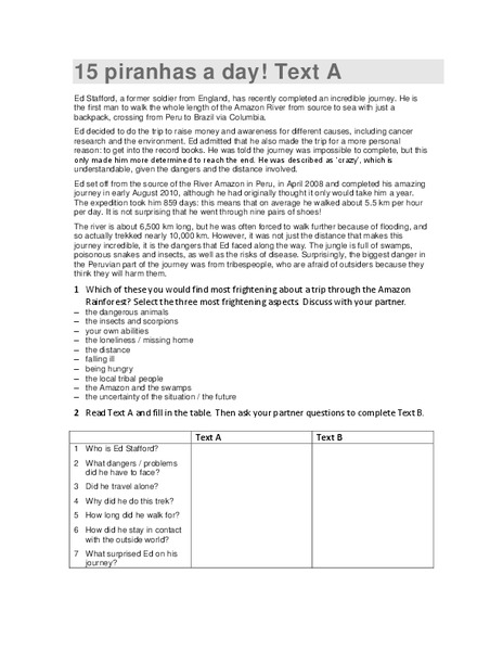 15 Piranhas a Day! Worksheet