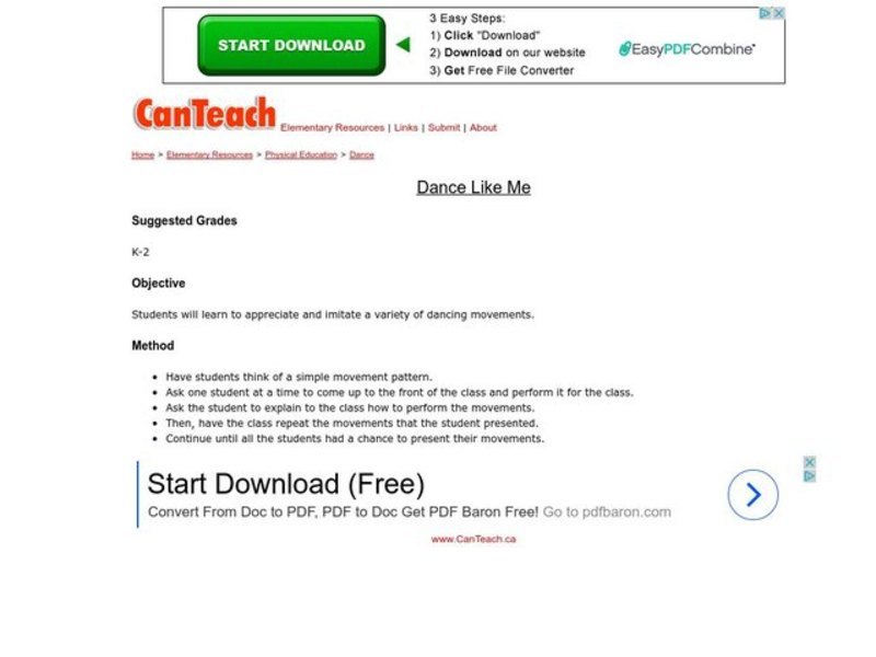 Dance Like Me Lesson Plan