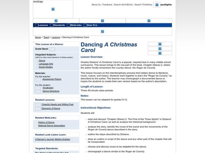 Dancing a Christmas Carol Lesson Plan