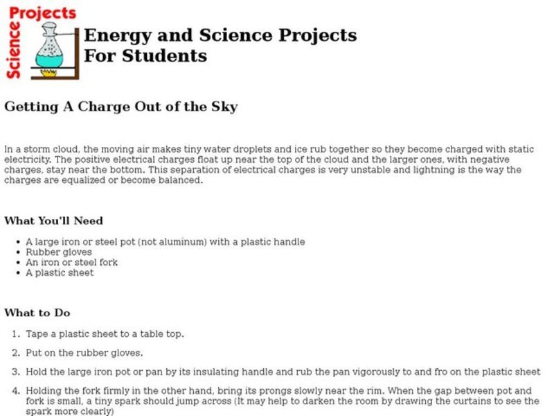 Getting A Charge Out of the Sky Lesson Plan