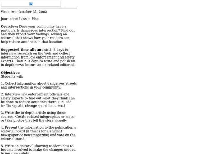 Dangerous Roads in Your Community Lesson Plan