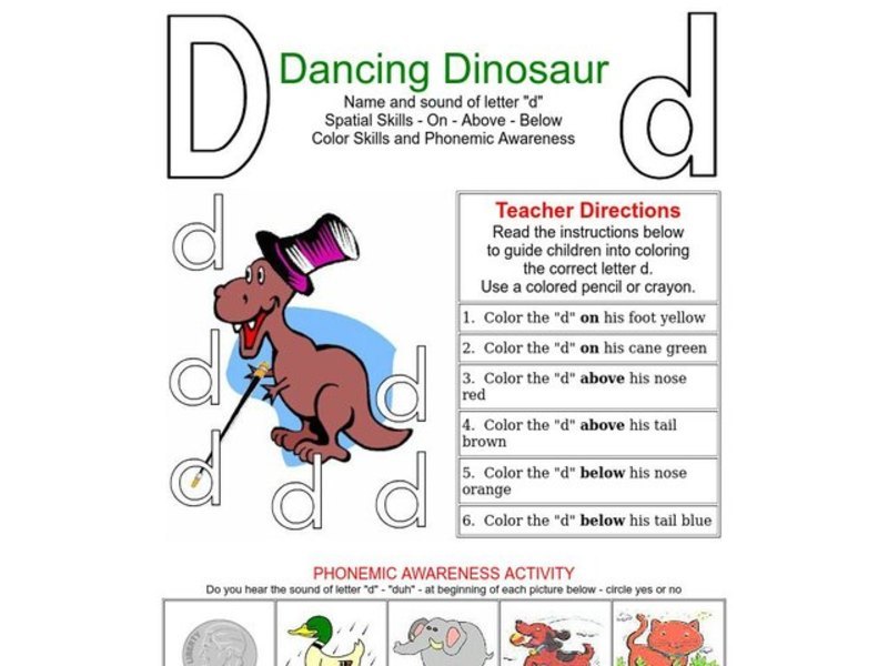 Dancing Dinosaur: The Letter D Worksheet