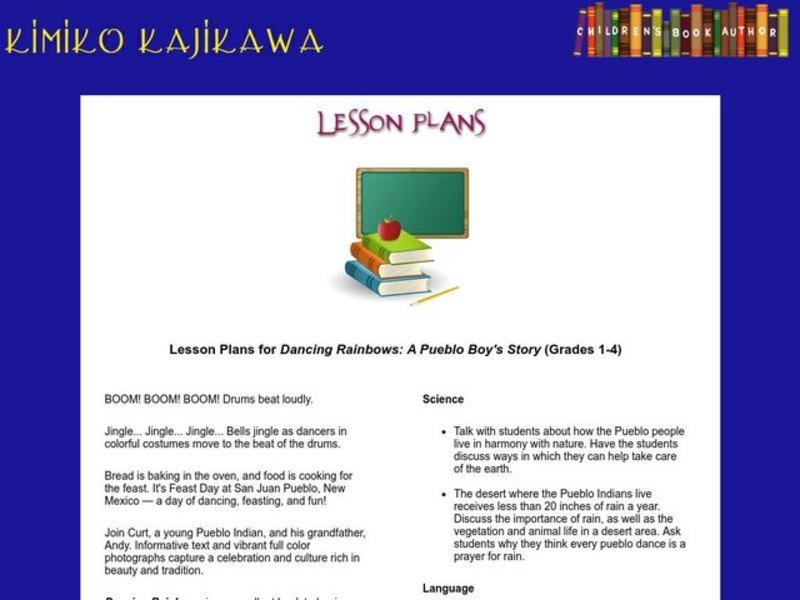 Dancing Rainbows: A Pueblo Boy's Story Lesson Plan