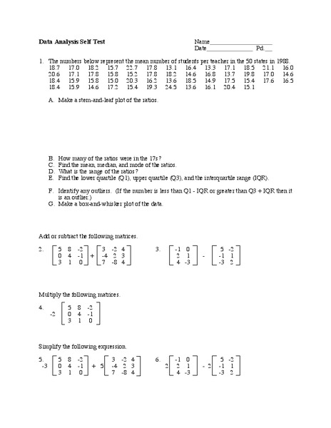 Data Analysis Worksheet