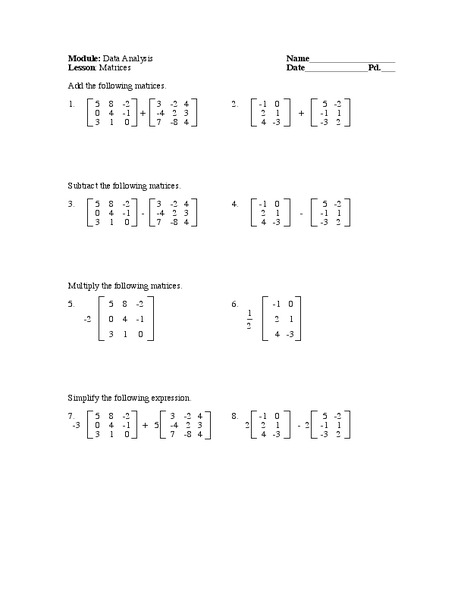 Data Analysis Worksheet