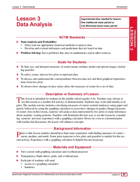 Data Analysis Lesson Plan