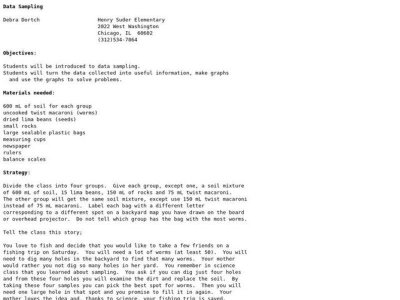 Data Sampling Lesson Plan