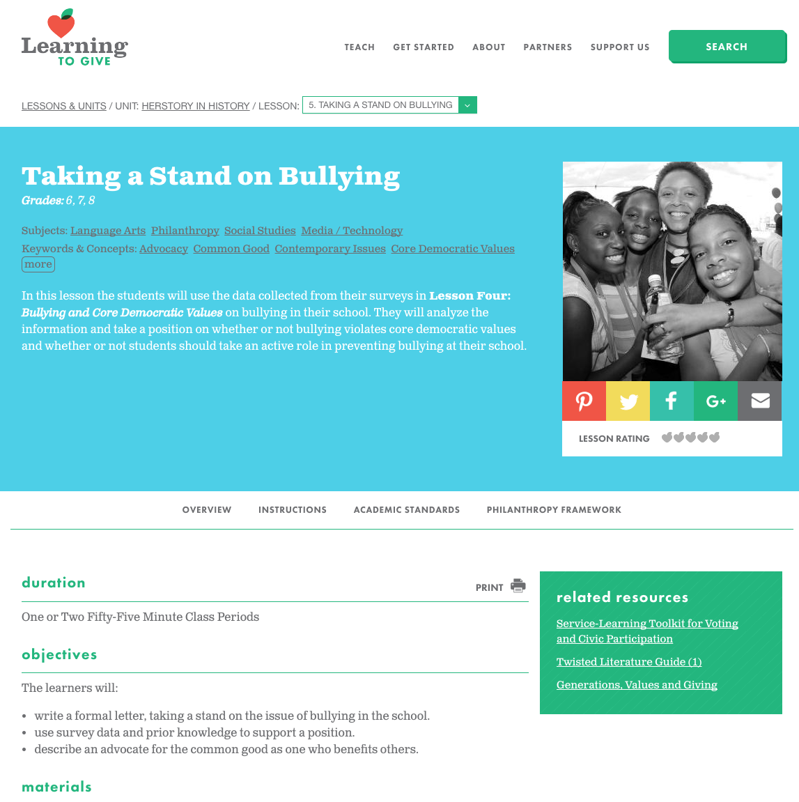 Taking a Stand on Bullying Lesson Plan