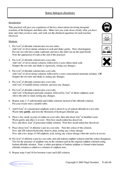 Some Halogen Chemistry Lab Resource
