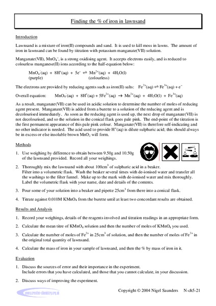 Finding the Percent of Iron in Lawnsand Lab Resource
