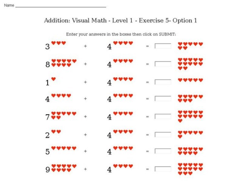 Addition: Visual Math - Level 1 - Exercise 5 - Option 1 Interactive