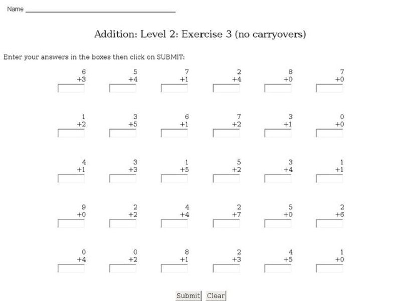 Addition: Level 2: Exercise 3 (No Carryovers) Interactive
