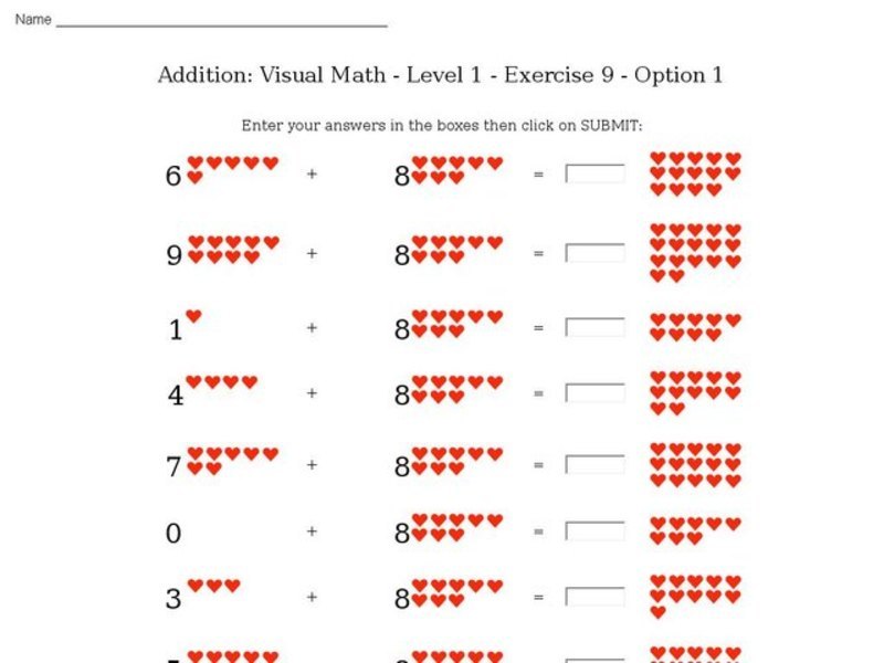 Addition: Visual Math - Level 1 - Exercise 9 - Option 1 Interactive