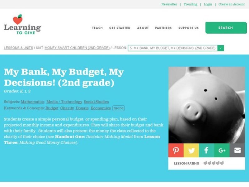My Bank, My Budget, My Decisions Lesson Plan