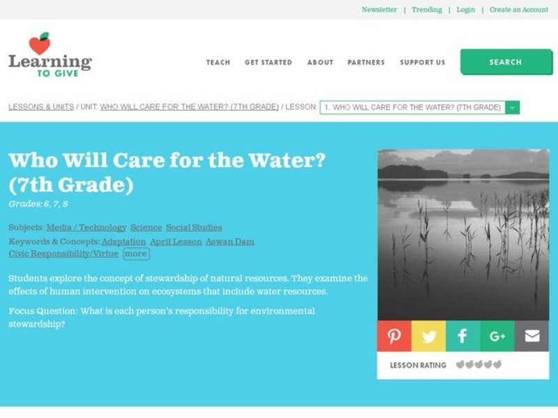 Who Will Care for the Water? Lesson Plan