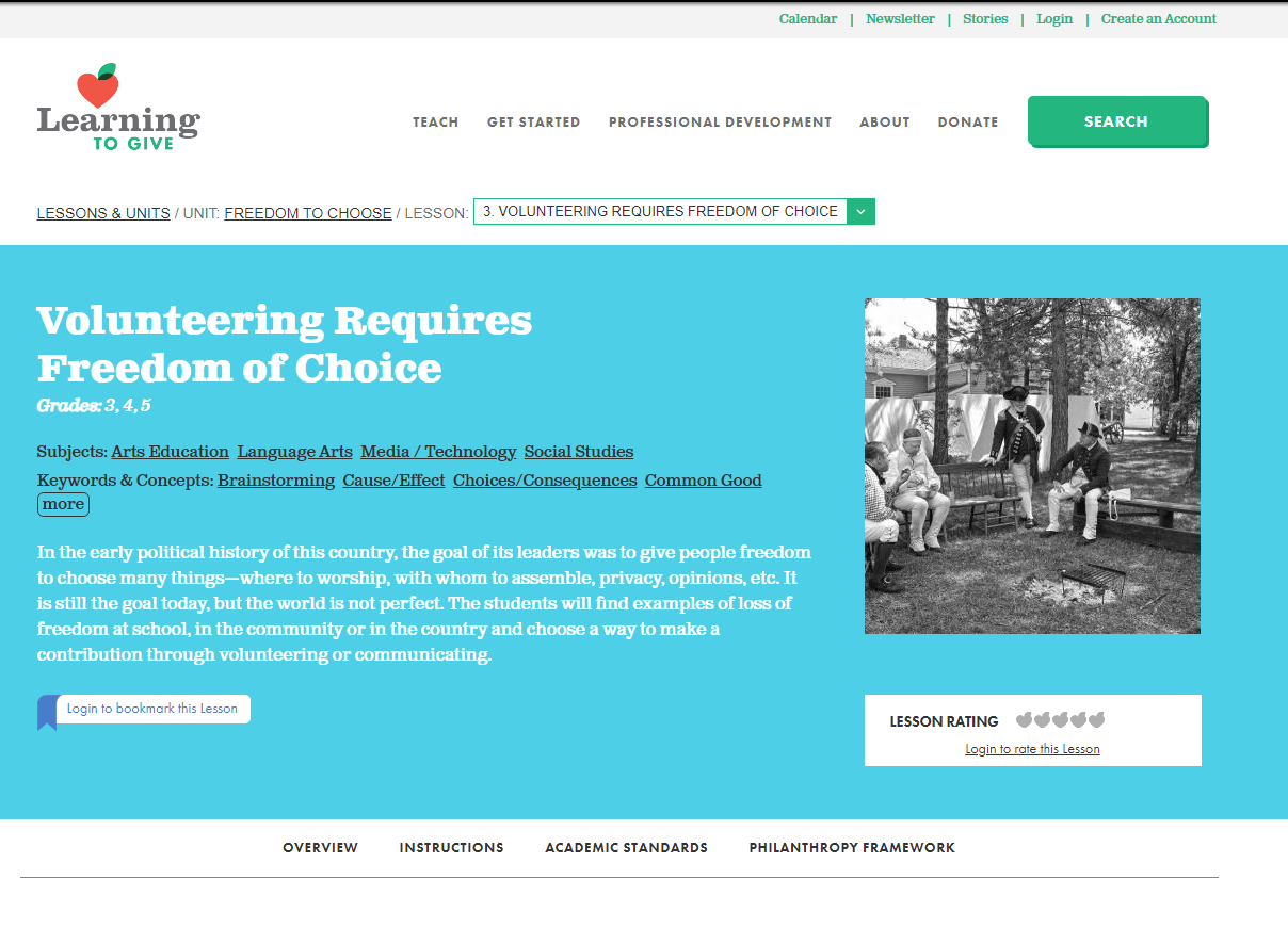 Volunteering Requires Freedom of Choice Lesson Plan