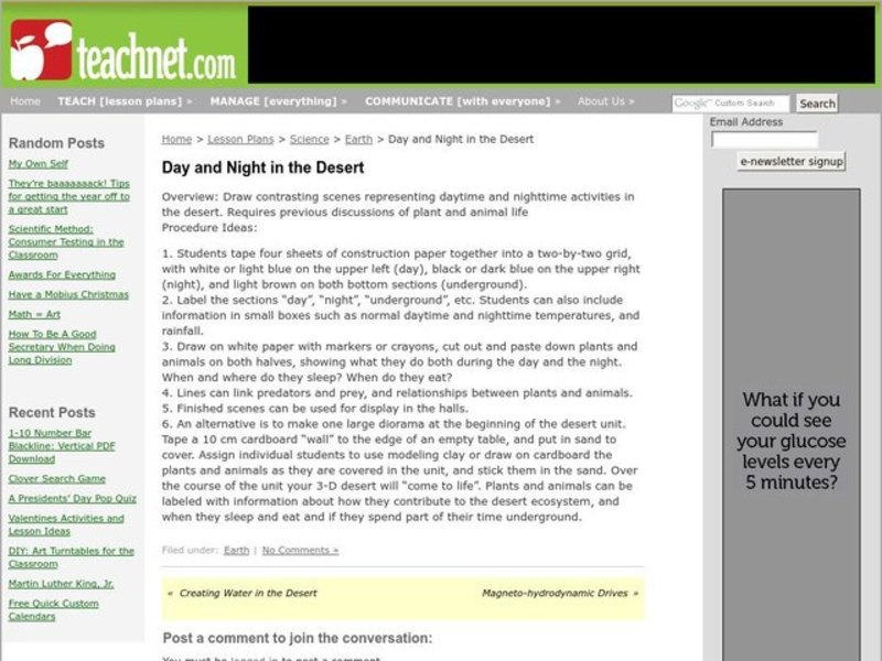 Day and Night in the Desert Lesson Plan