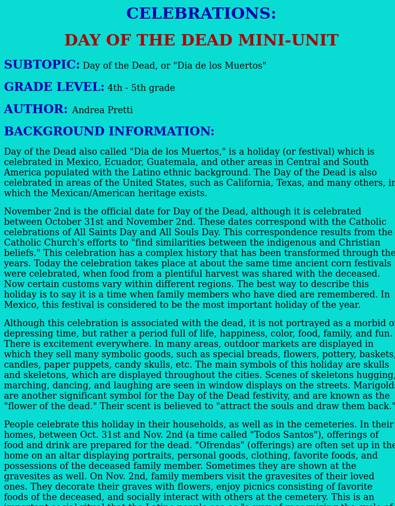 Day of the Dead Lesson Plan