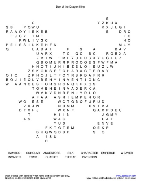 Day of the Dragon King Worksheet