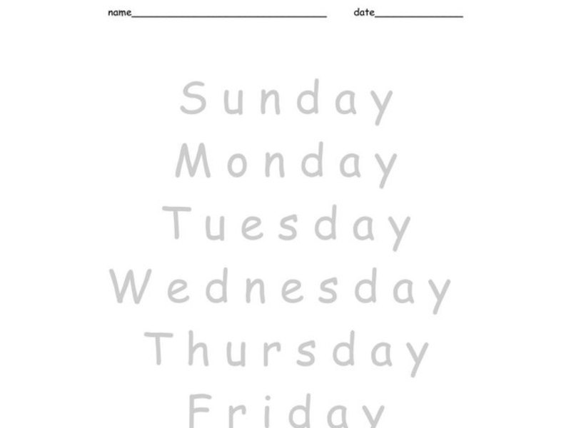 Days of the Week Worksheet