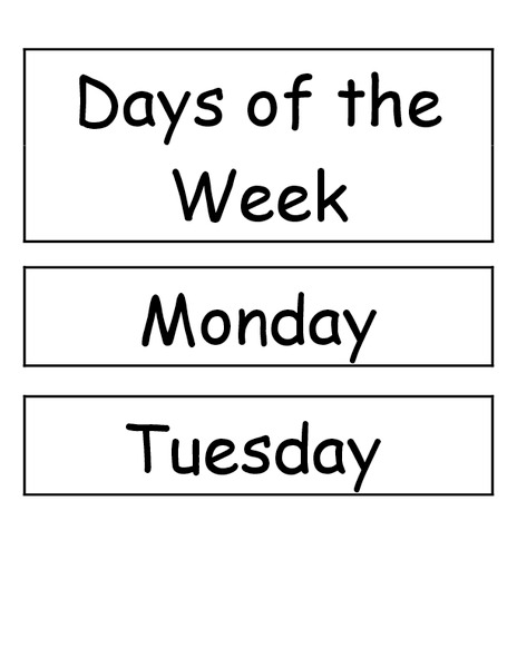 Days of the Week Printables