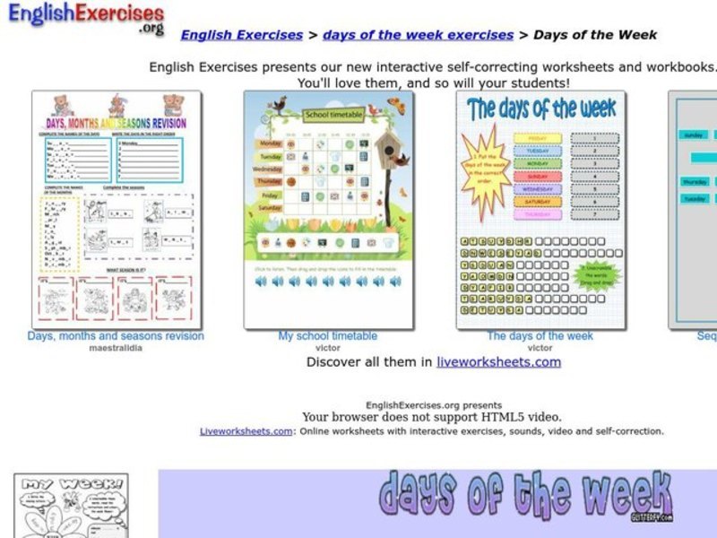 Days of the Week Interactive