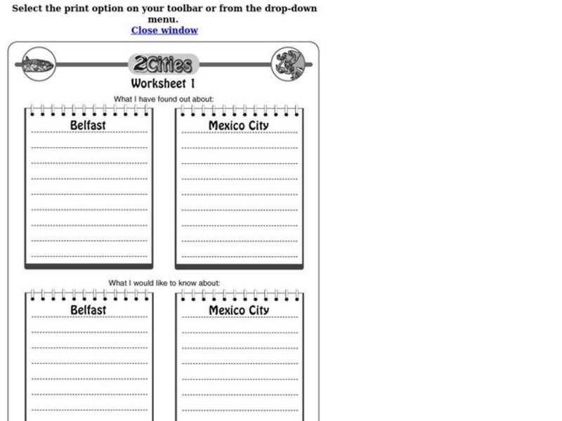 2 Cities: Belfast and Mexico City Worksheet