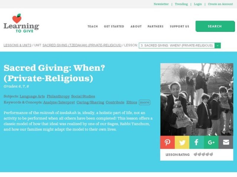 Sacred Giving: When? Lesson Plan