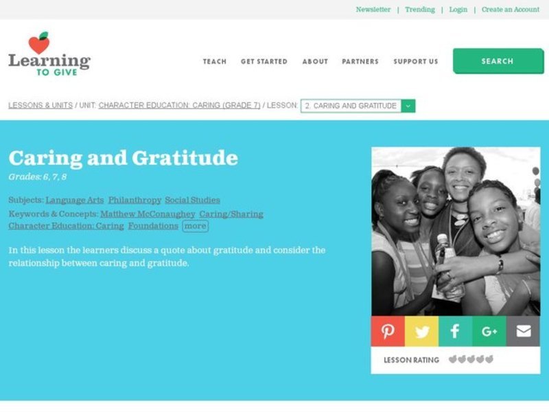 Caring and Gratitude Lesson Plan