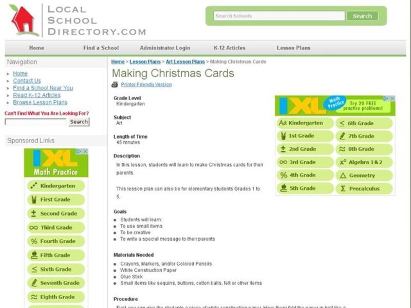 Making Christmas Cards Lesson Plan