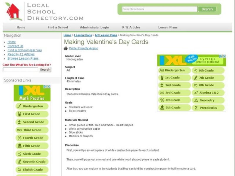 Making Valentine's Day Cards Lesson Plan