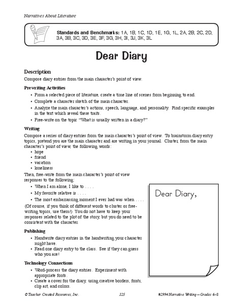 Dear Diary Worksheet