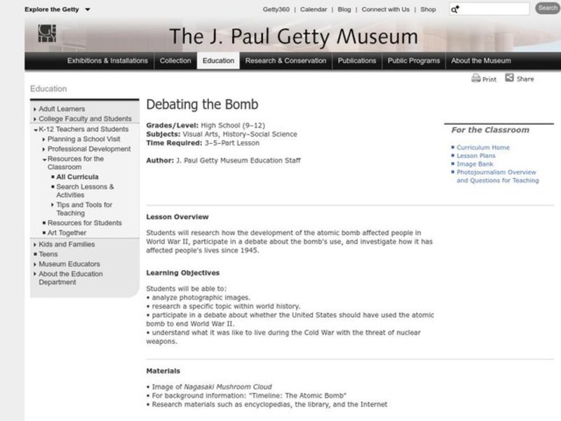 Debating the bomb Lesson Plan