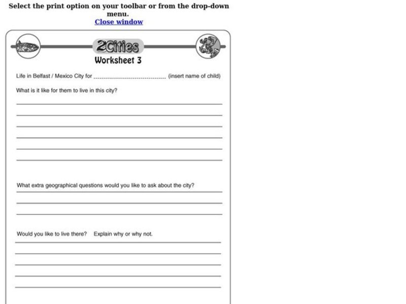 2 Cities: Belfast and Mexico City Worksheet