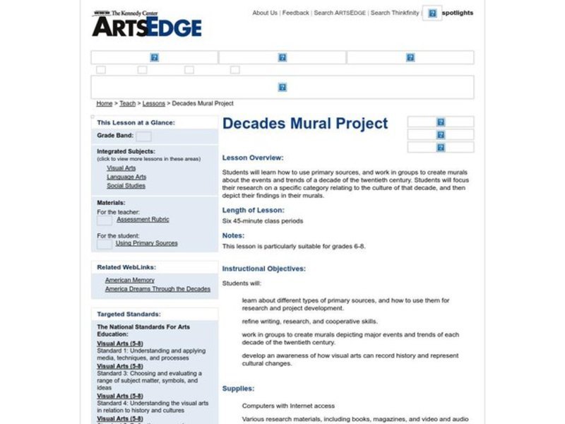 Decades Mural Project Worksheet