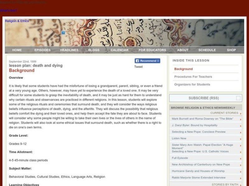 Death and Dying Lesson Plan