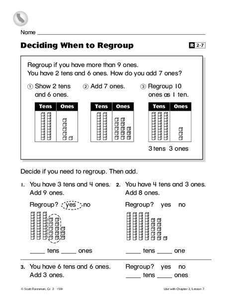 Deciding When to Regroup Worksheet