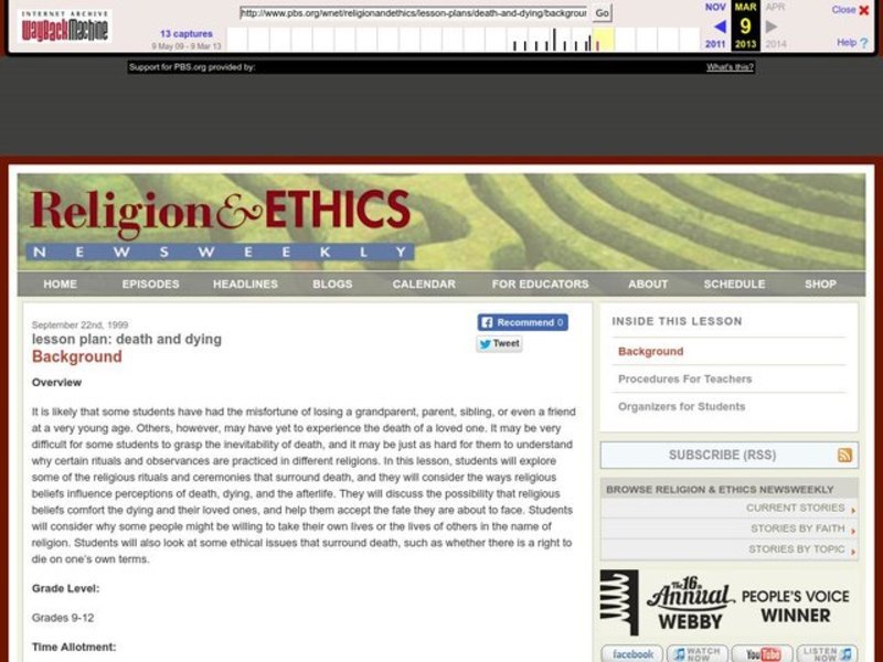 Death and Dying Lesson Plan