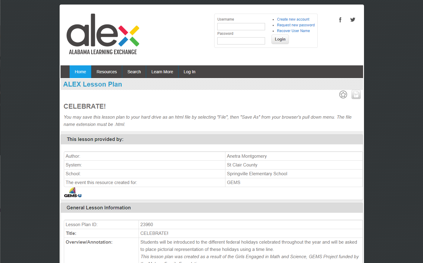 CELEBRATE! Lesson Plan